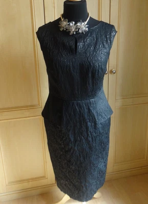 £7 • Buy Ladies Black Peplum Embossed Dress Size 14