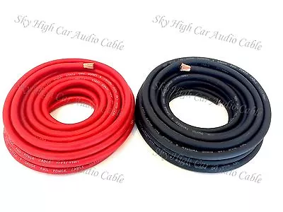 50 Ft 4 Gauge AWG 25' BLACK / 25' RED Power Ground Wire Sky High Car Audio • $44.95