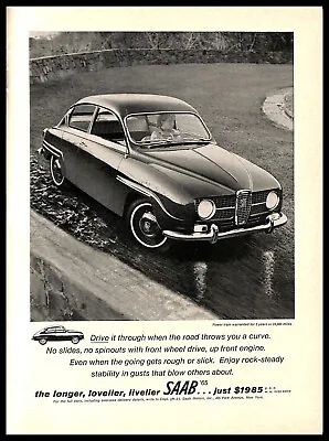 1965 Saab Motors Vintage PRINT AD Swedish Classic Car Curve Driving • $10.99