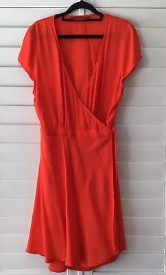 Tigerlily Summer Fresh Orange Short Wrap Dress Size 12. Great Condition! • $40