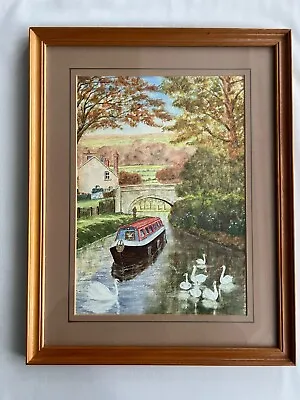 Original Painting By Artist Canal Boat (1989). Joseph Lawler. • £80