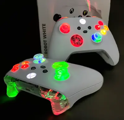 Microsoft Xbox One Controller - Robot White - With Custom LED Mod  - Great GIFT • $131.25