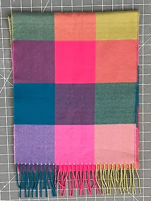 100% Cashmere Pink Plaid Men’s Winter Scarf Made In England EUC! • $14