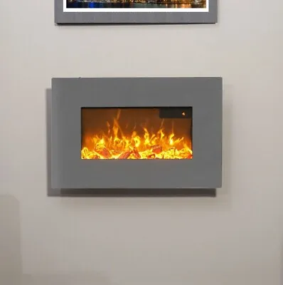 £159.91 • Buy Electric Fire Grey Wall Mounted Led Remote Control Heater Flame Flicker Logs 