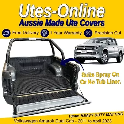 Heavy Duty Perforated Rubber Ute Mat (10mm) For VOLKSWAGEN AMAROK DUAL CAB UTE • $201.19