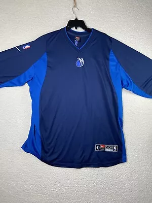 Nike Dallas Mavericks Shirt Long Sleeve DRI-Fit Sz XXL Blue Y2K Pullover Warm Up • $13.95