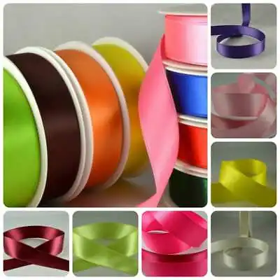  Double Satin Ribbon X 5 Metre Rolls 7mm10mm15mm25mm All Colours • £2.39