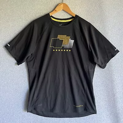 Nike Dry-Fit Shirt Black Yellow Short Sleeve Running LiveStrong Large • $12.88