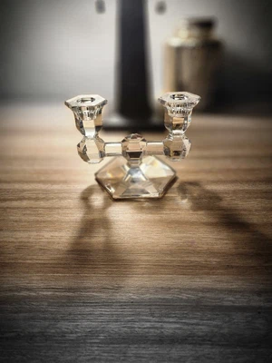 $45 • Buy Val St. Lambert Crystal Double Candlestick Holder Rare Great Condition 