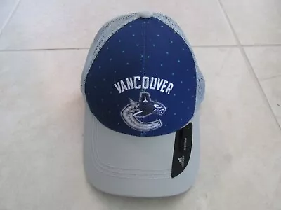 NEW Vancouver Canucks Adidas Snapback Trucker Hat Cap Women's Grey Blue Sample • $12.99