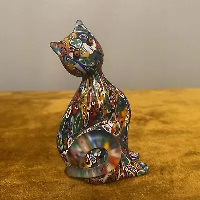 Vtg MURANO Italy MILLEFIORI Glass CAT FIGURINE Kitten Statue Sculpture • $120