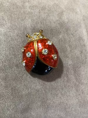 Vintage Rhinestone Red/Black Ladybug Brooch • $5