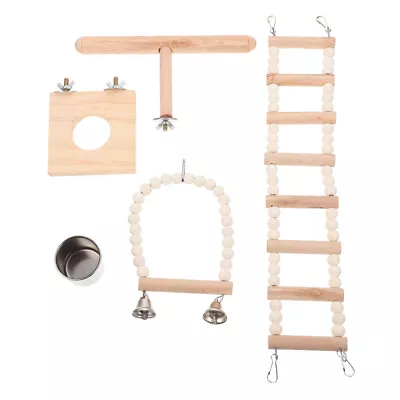4pcs Wooden Hamster Toys With Ladder Platform Swing & Perch • £16.28