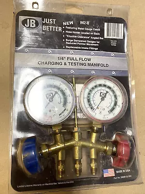 JB M2-8 2-Valve Brass 1/4  Full Flow Charging Testing Manifold P/N 28008 • $38.50