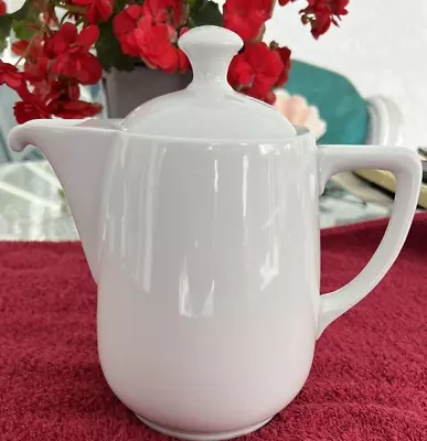 Vintage Melitta Germany White Porcelain Teapot Coffee Pot MCM No Drip Pour Spout • $38.50