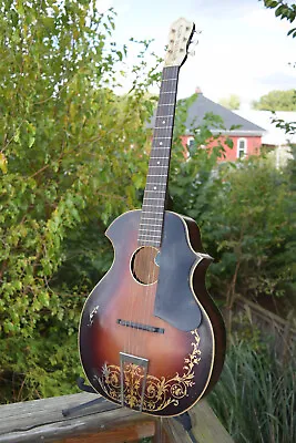 1933 Kay Kraft Venetian Archtop Guitar Gold Leaf Stencil - Made In USA -  OHSC • $1099