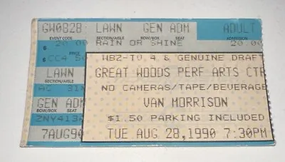 8/28/90 VAN MORRISON Band Concert Great Woods Music Arts Center Used Ticket Stub • $19.49