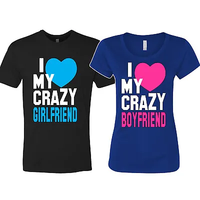 🔥 I Love My Crazy Boyfriend Girlfriend Couple Matching Shirts Love Gift  Shirt • $12.95