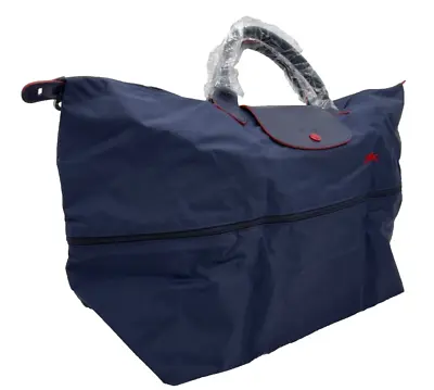 AUTH NWOT NEW Longchamp Le Pliage Expandable Nylon XL Travel Bag In Navy/Red • $139.99