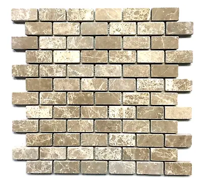 Emperador Light 1 X2  Tumbled Marble Mosaic Tile Wall Backsplash Floor Kitchen • $13.99