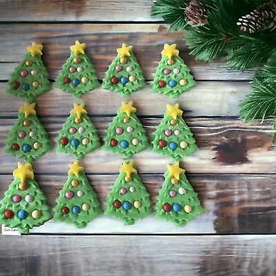 £6.49 • Buy 12 Edible Christmas Trees Fondant  Sugar Paste Cupcake Toppers Cake Decorations