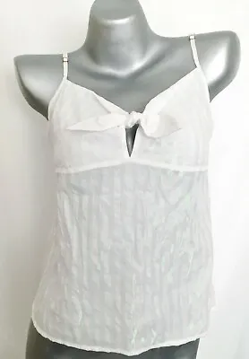 Victorias Secret Knot Front Cami Camisole Top White Shine Stripe L Nwt • $9.99