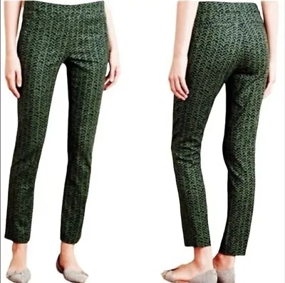Cartonnier Women's Green Chevron Charlie Ankle Pants Blue Green Size 4 • $24.99