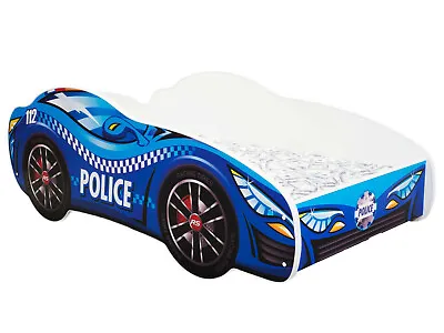 Racing Car Bed POLICE Children Boys Girls Bed With MATTRESS 140x70cm +pillow • £174.90