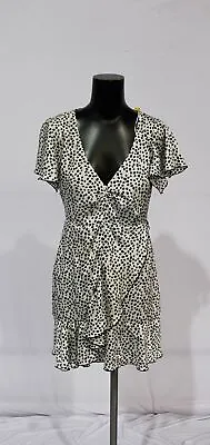 Zara Women's Polka Dot Short Sleeve Open-Back Wrap Dress TH8 Ivory Small • $8.05