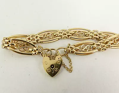 9ct Gold Gate Bracelet Knot Bar Link Hallmarked 16 Grams 7.75'' • £678