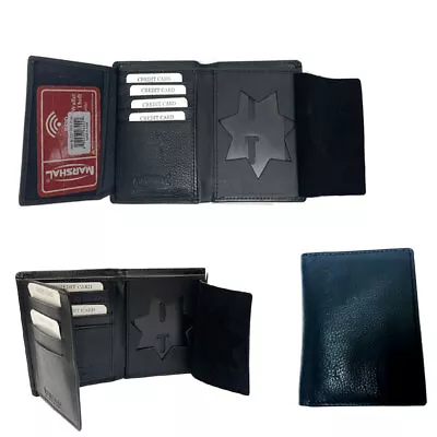 $23.48 • Buy Police Star Shield Id Wallet Leather Badge Holder Sherrif Officer Black Card Id