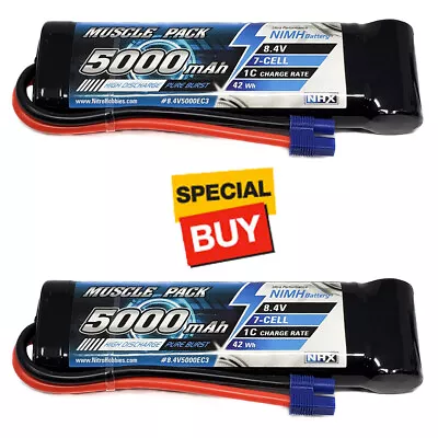 NHX Muscle Pack 8.4V 5000mAh 7-Cell Nimh Battery W/ EC3 Connector (2) • $69.95