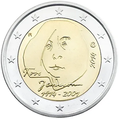 2014 Finland € 2 Euro Uncirculated UNC Coin  Tove Jansson 100 Years  • $7.85