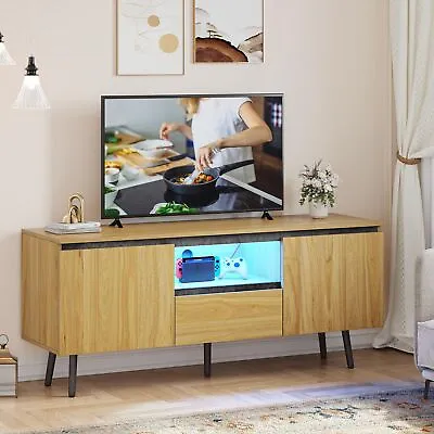 LED Lights TV Stand Entertainment Center For TV's Up To 65  W/ Storage Cabinets • $117.76