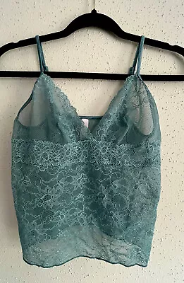 Victoria Secret  Lace Tank Camisole Top Sage Green Women's Sz S • $9.99