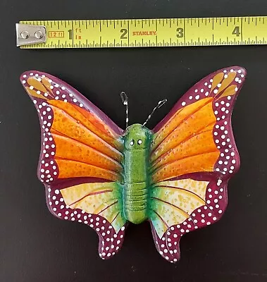 Vintage Talavera Mexican Hand Painted Ceramic Pottery Butterfly 4  Orange Yellow • $18.50