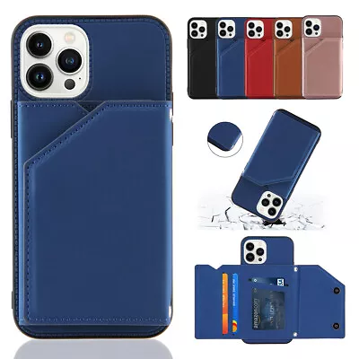 For IPhone 14 13 12 11 Pro Max XS XR Leather Wallet Card Holder Case Stand Cover • $16.50