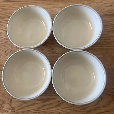 4 Corelle BLUE LILY Soup Cereal Bowls Cream W/ Blue Band Rim 6 1/4  Set 4 • $14.95