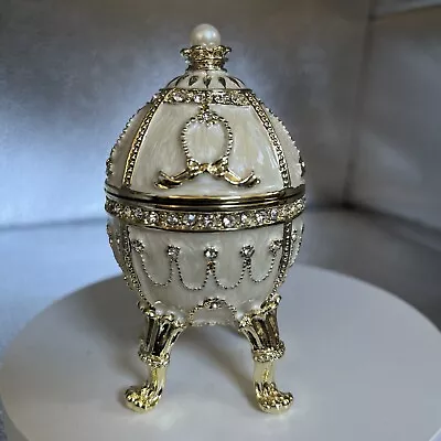 Beige Russian Faberge Egg Trinket Box By Keren Kopal Hard Find Collect It! • $26