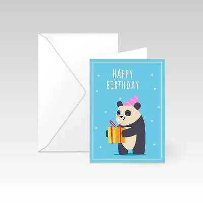 Happy Birthday Greeting Card Wonderful Panda With Gift Perfect For Boy Girl Kids • £2.49