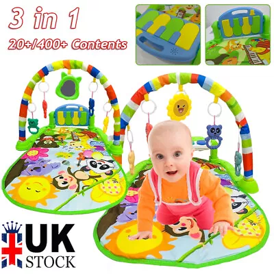 3-in-1 Baby Kick And Play Piano Infant Toddler Activity Gym Play Mat W/ Toys UK • £18.04