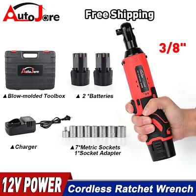$45.69 • Buy 12V 3/8  Cordless Electric Ratchet Socket Impact Wrench Right Angle Battery 60Nm