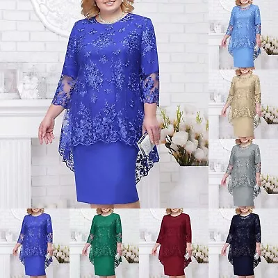 Plus Size Maxi Dress Women's Elegant Lace Embroidery Evening Dress Half Sleeve • $82.08