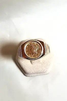 Man's 14kt Yellow Gold 1853 $ 1 Coin Ring Size 13 • $1650