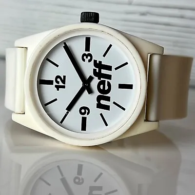 NEFF Mens Watch Off White 42mm Case New Battery Silicone Straps High Quality • $34