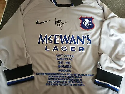 £225 • Buy Andy Goram Rangers Signed 97/98 Goalkeeper Honours Shirt **PRIVATE SIGNING **