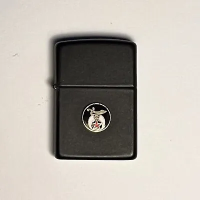 Zippo Vintage Black Coated Metal W/ Free Mason Shriner Symbol Windproof Lighter • $29.98