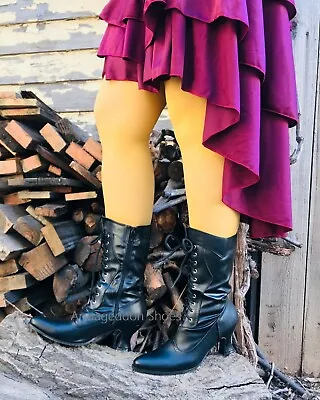$56.95 • Buy Black Steampunk Saloon Girl Civil War Antebellum Vintage Victorian Costume Boots