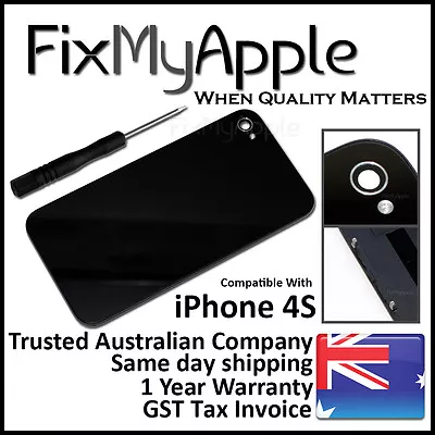 IPhone 4S Black Glass Assembly Battery Back Cover Rear Housing Replacement • $7.95