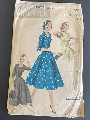 £0.99 • Buy Butterick Vintage Sewing Pattern - Pattern No 7615 - Dress